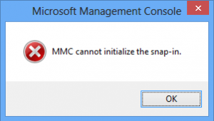 MMC cannot initialize the snap-in